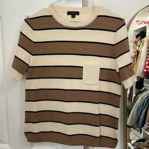 J. Crew Brown and Cream Striped Sweater